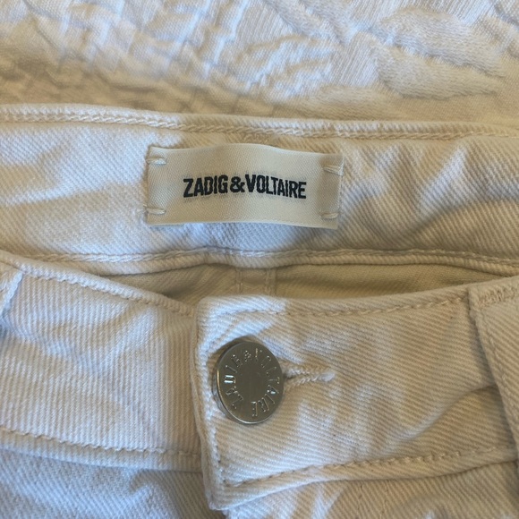 Zadig & Voltaire White Eva Zipper Raw Hem Skinny Jeans Size 26 - Picture 2 of 5